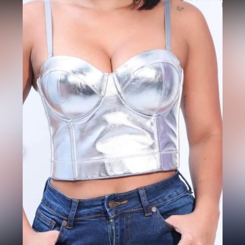 Metallic bustier silver size L